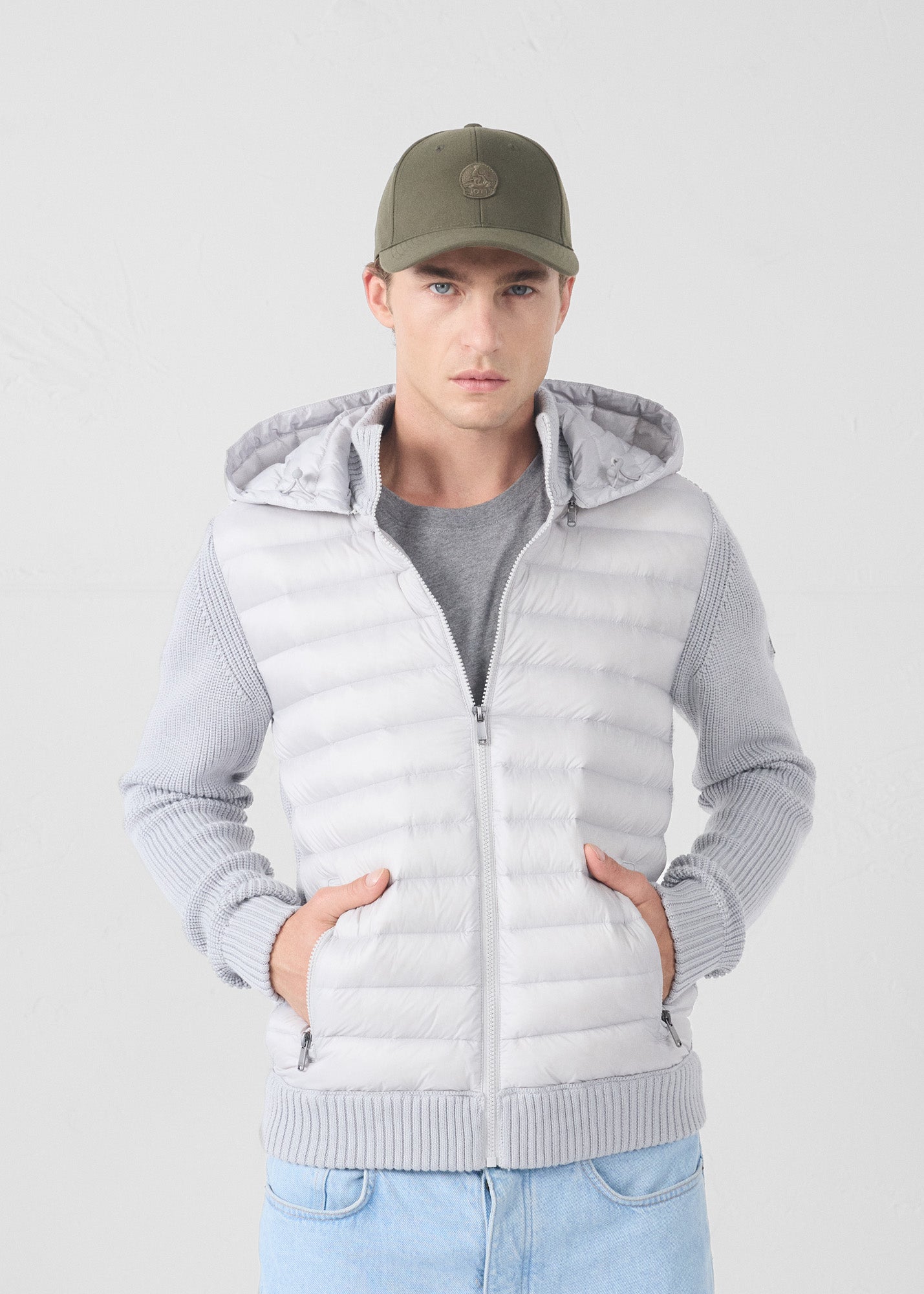 Doudoune bi-matière Gris glace Jumping