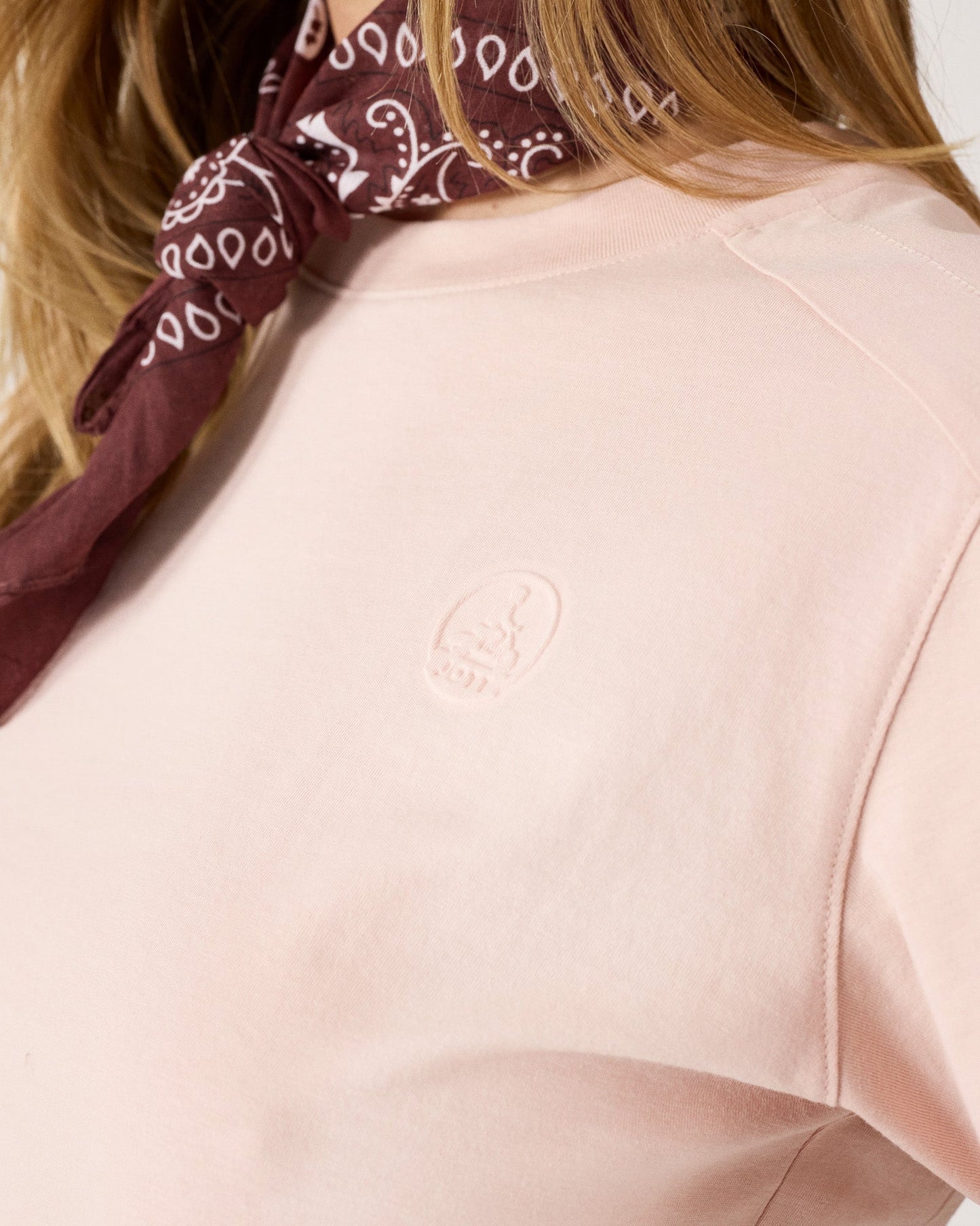 T-shirt col rond en coton Pêche clair Mazu