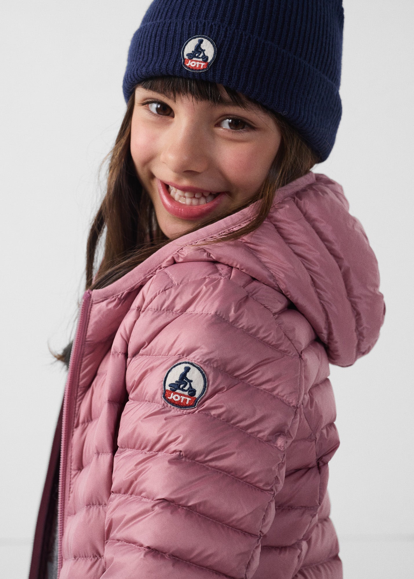 Doudoune légère à capuche enfant Rose antique Carla