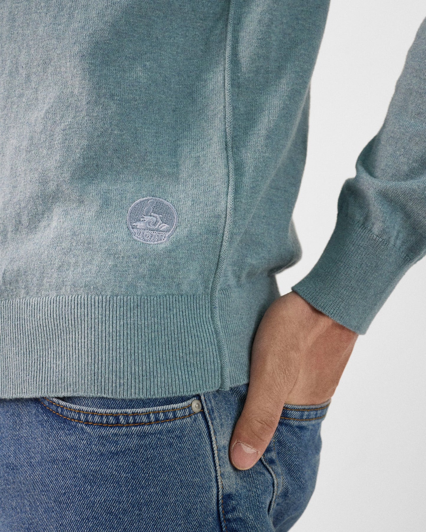 Pull en maille col rond Vert minéral Hadrien