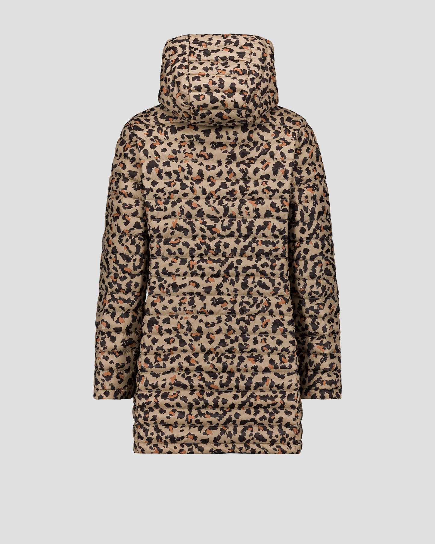 Doudoune longue réversible Noir/leopard beige Verone print