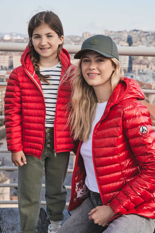 Doudoune légère à capuche Rouge carmin Cloe shiny