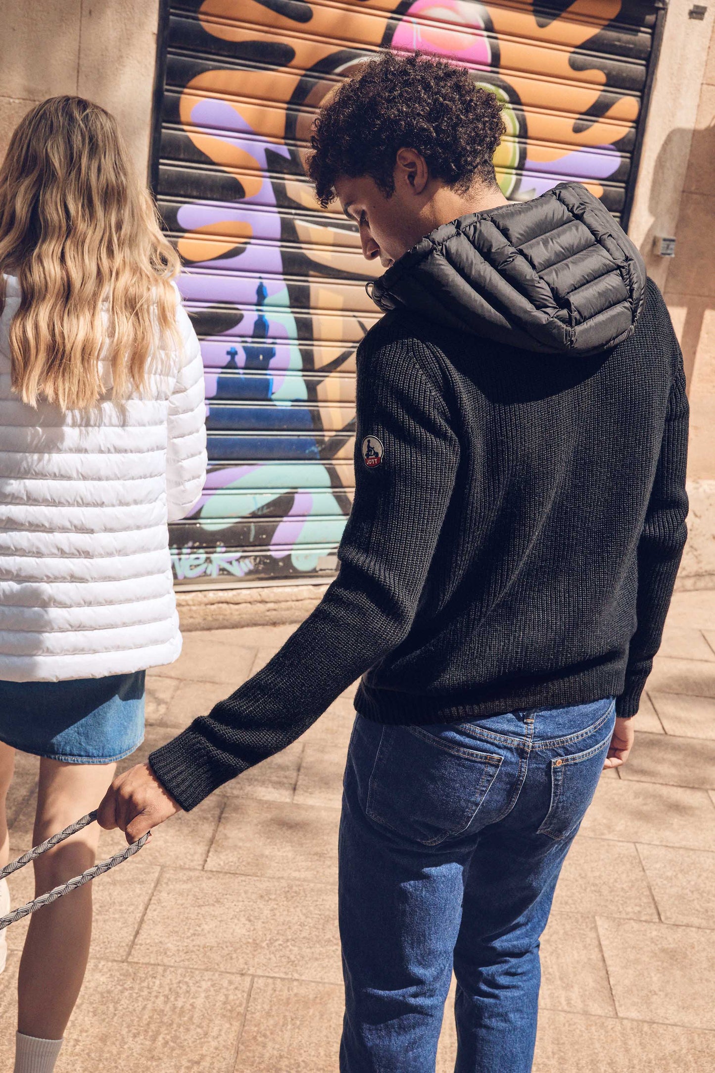 Doudoune bi-matière Noir Jumping