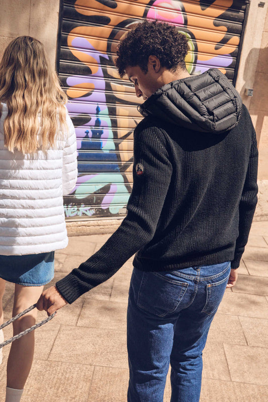 Doudoune bi-matière Noir Jumping