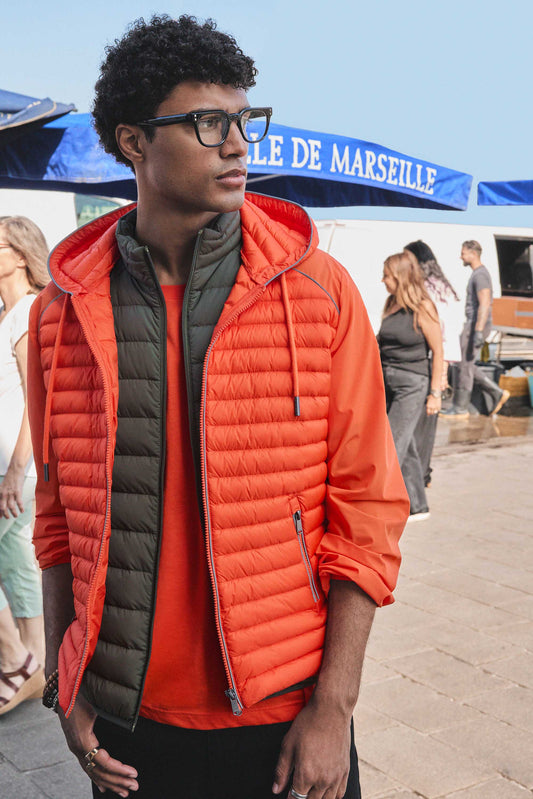 Doudoune bi-matière Rouge feu Stride