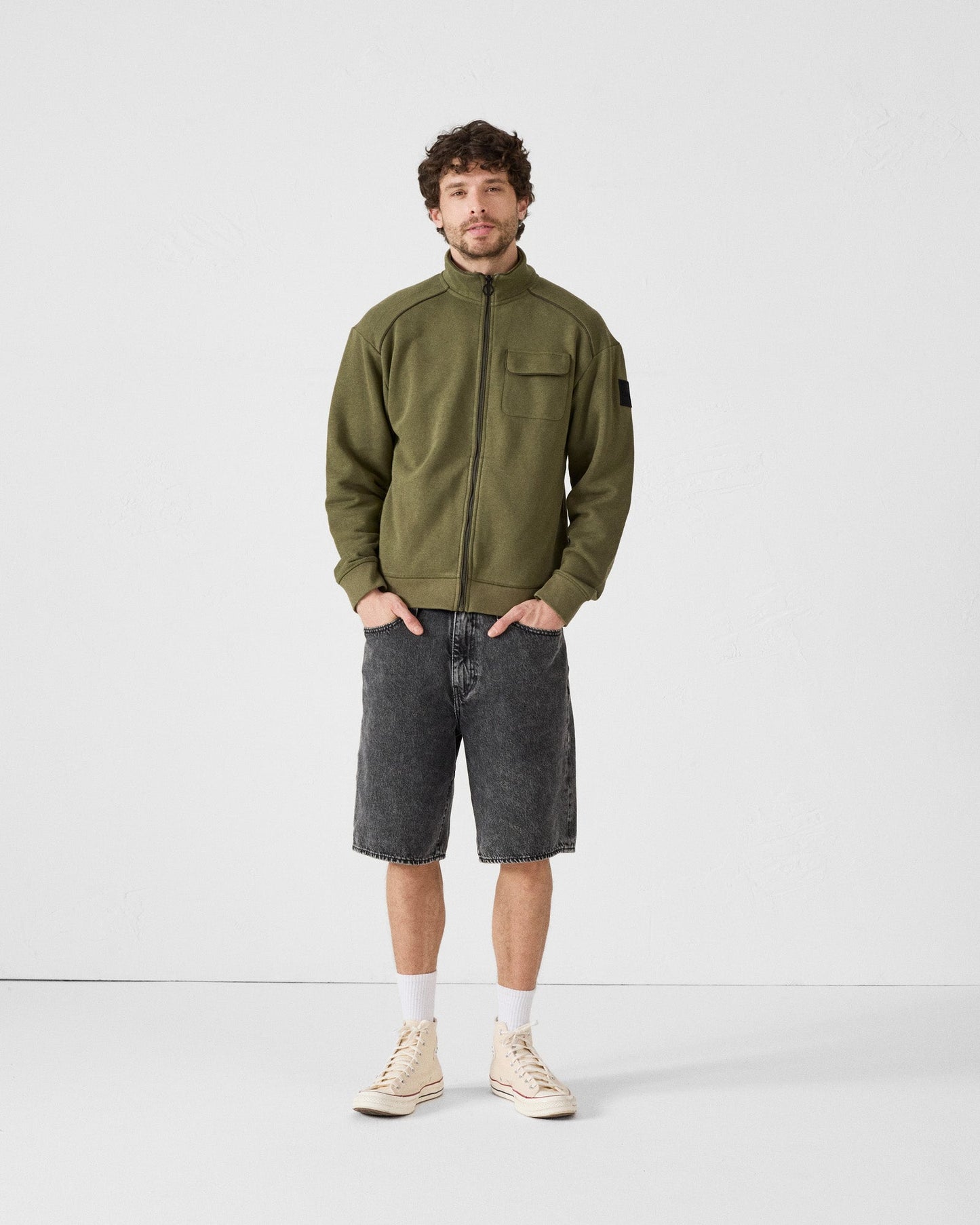 Veste col haut bimatière Army Roger