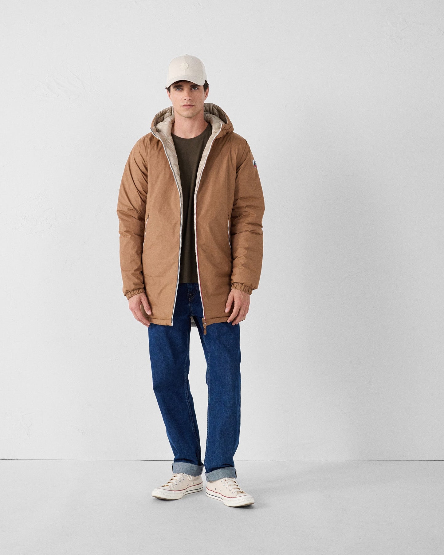 Doudoune longue réversible Sucre roux/beige Assen