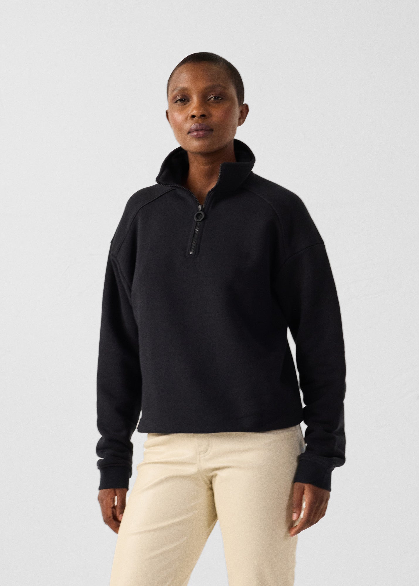 Sweatshirt demi-zippé Noir Line