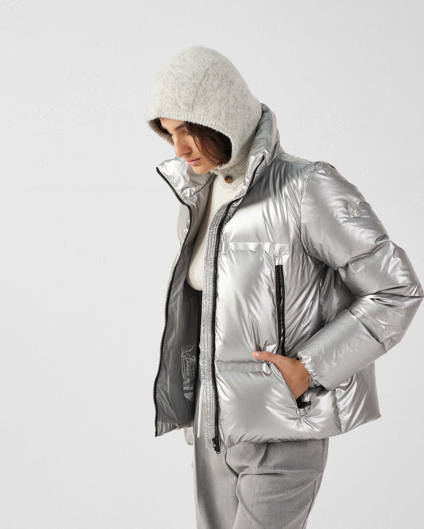 Doudoune métallique esprit 'Puffer' Argent Flake