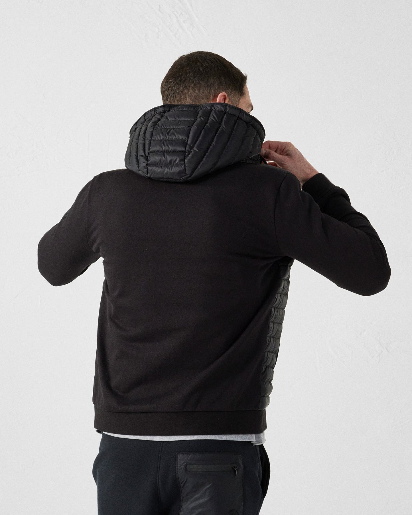 Veste bi-matière à capuche Noir Gummy 2.0