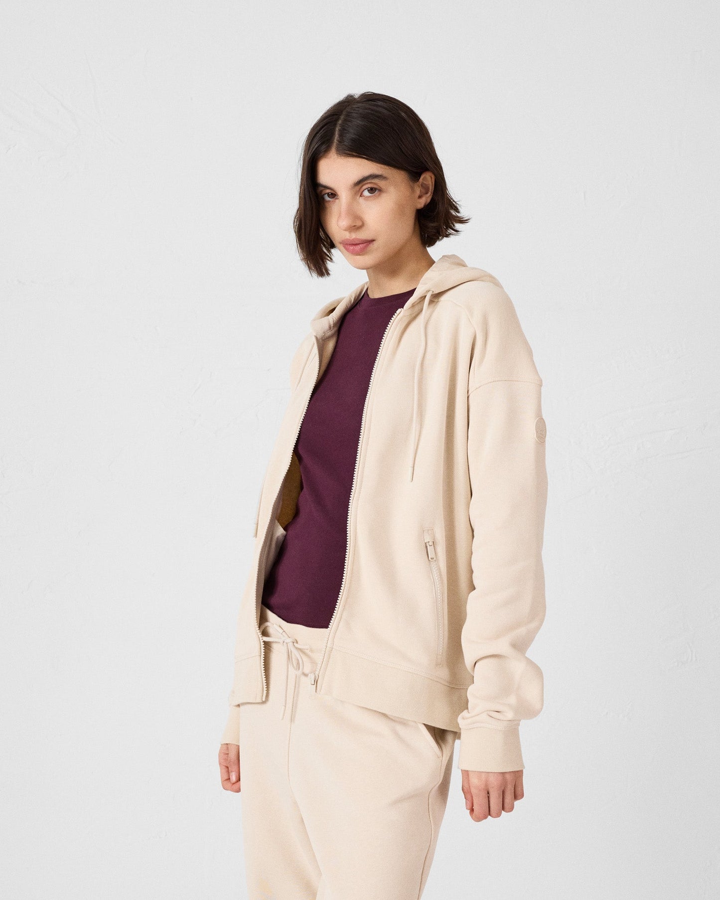 Veste zippée en molleton Sable Leda