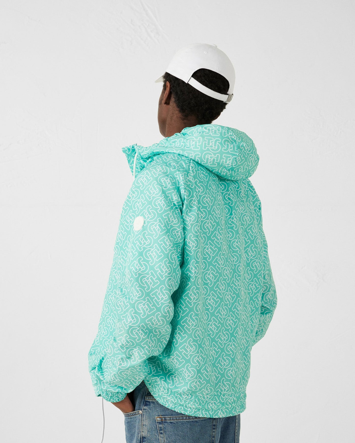 Blouson coupe-vent léger à capuche Mono lagon Storm monogram