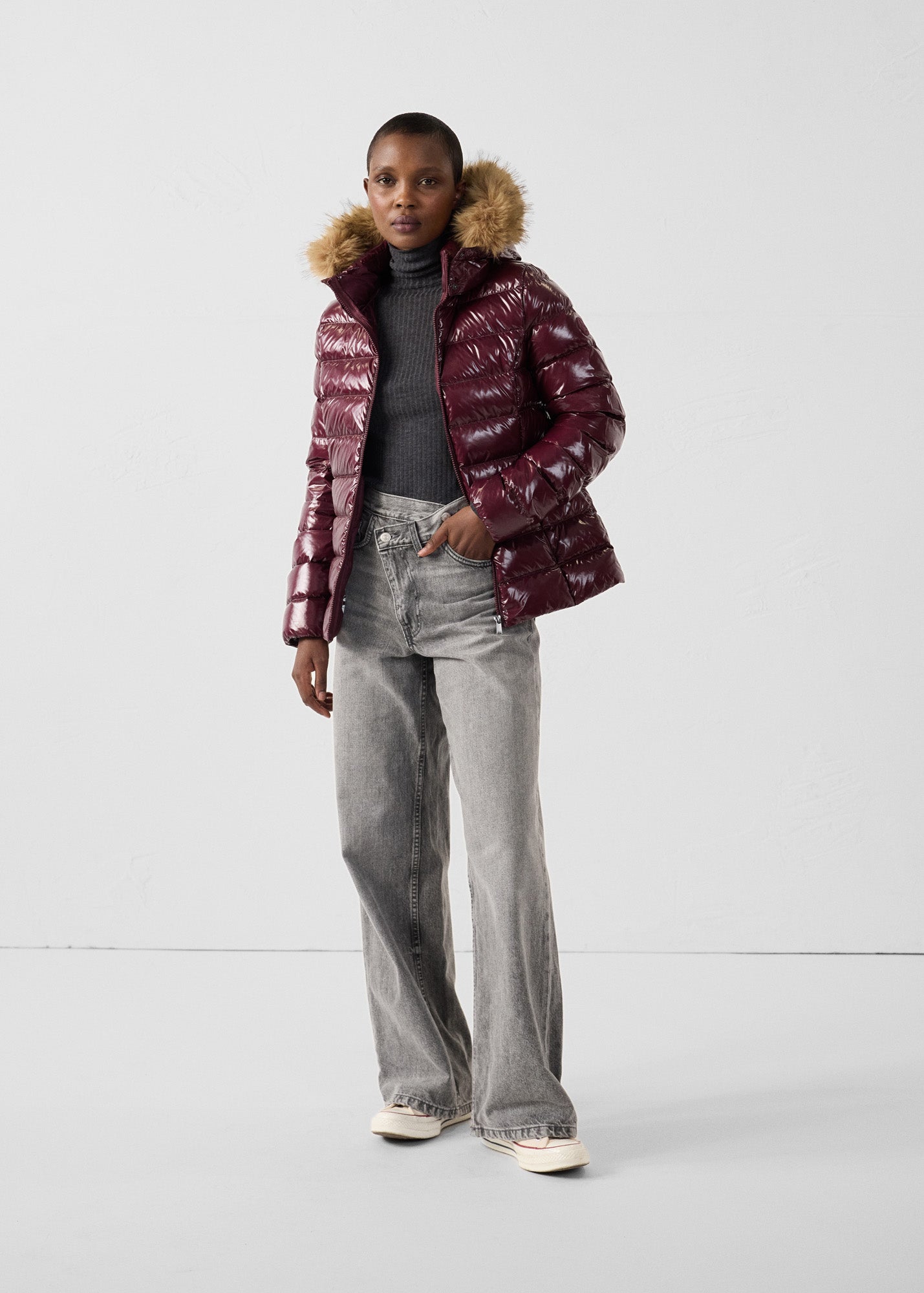 Doudoune à capuche Grand Froid Cerise noire Luxe laquée