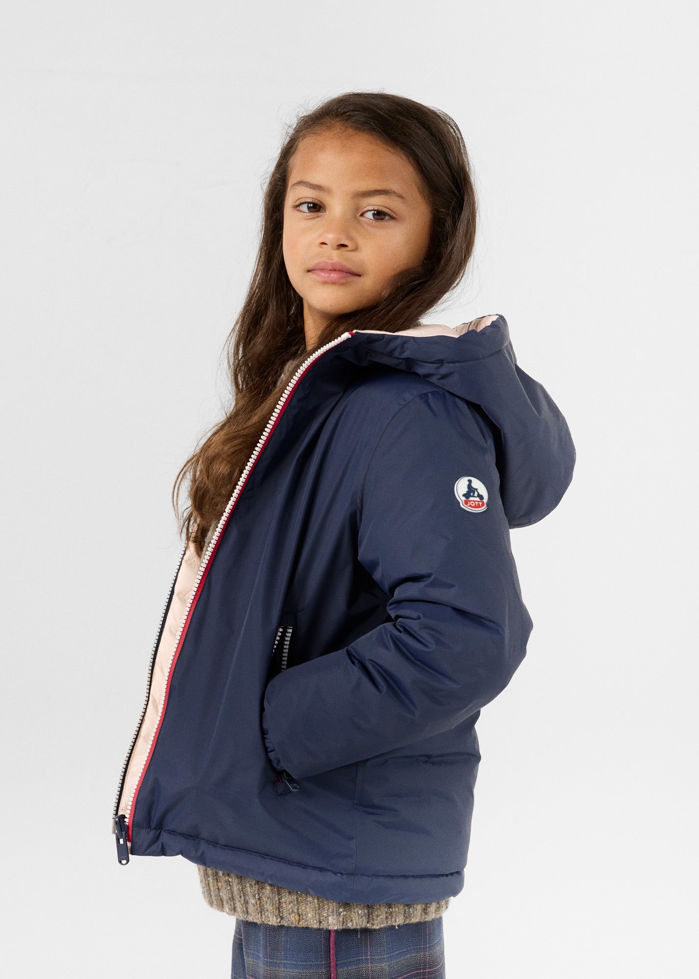 Doudoune enfant réversible Marine/rose pétale Sauda