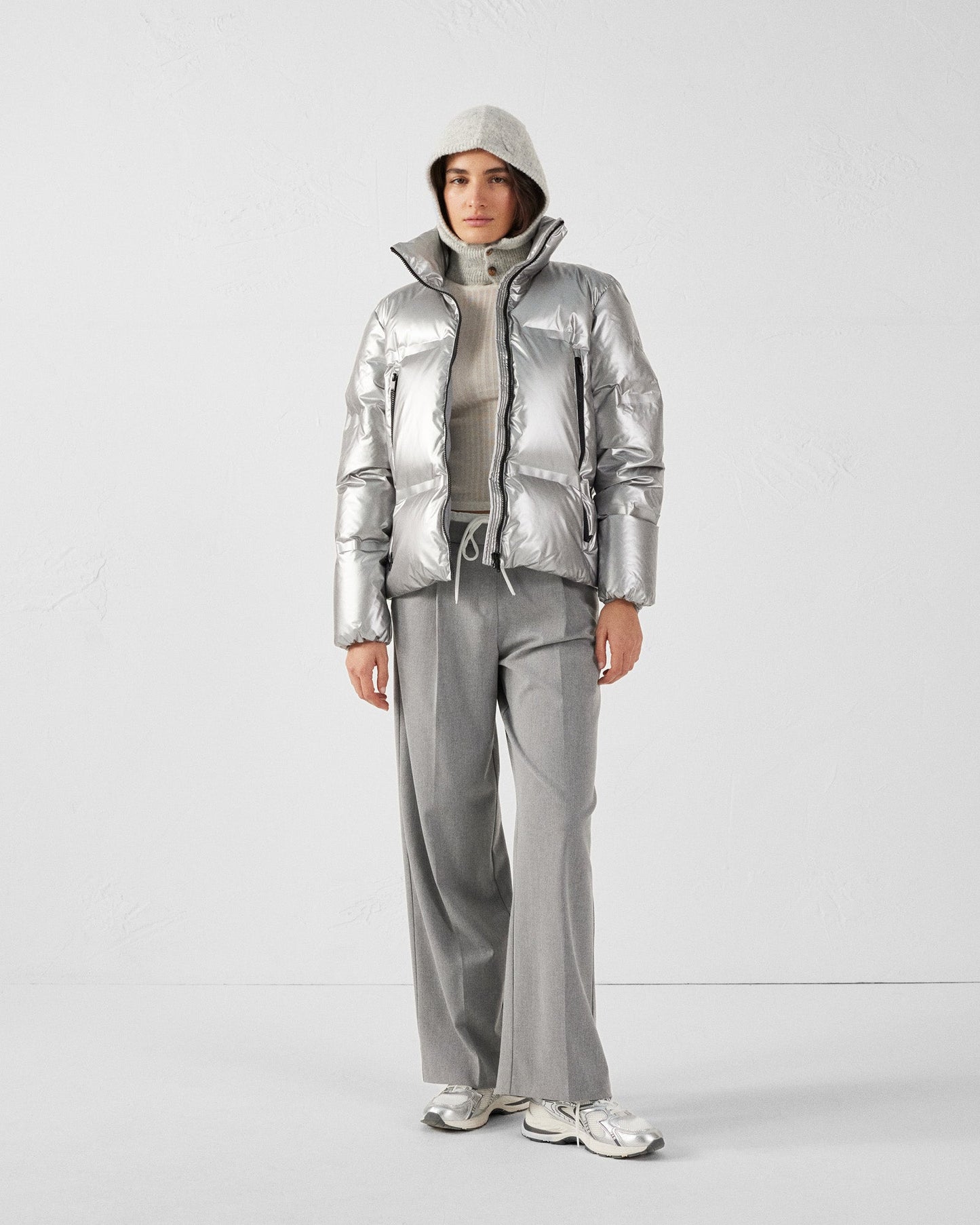 Doudoune métallique esprit 'Puffer' Argent Flake
