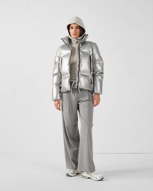 Doudoune métallique esprit 'Puffer' Argent Flake