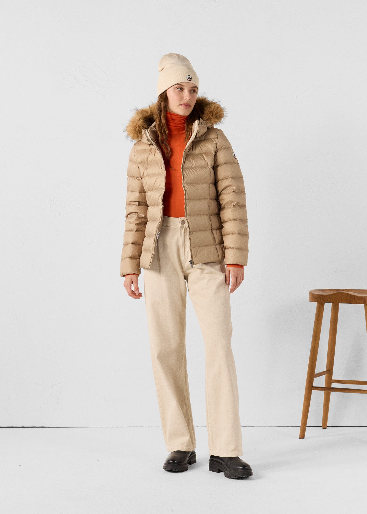 Doudoune à capuche Grand Froid Beige Luxe