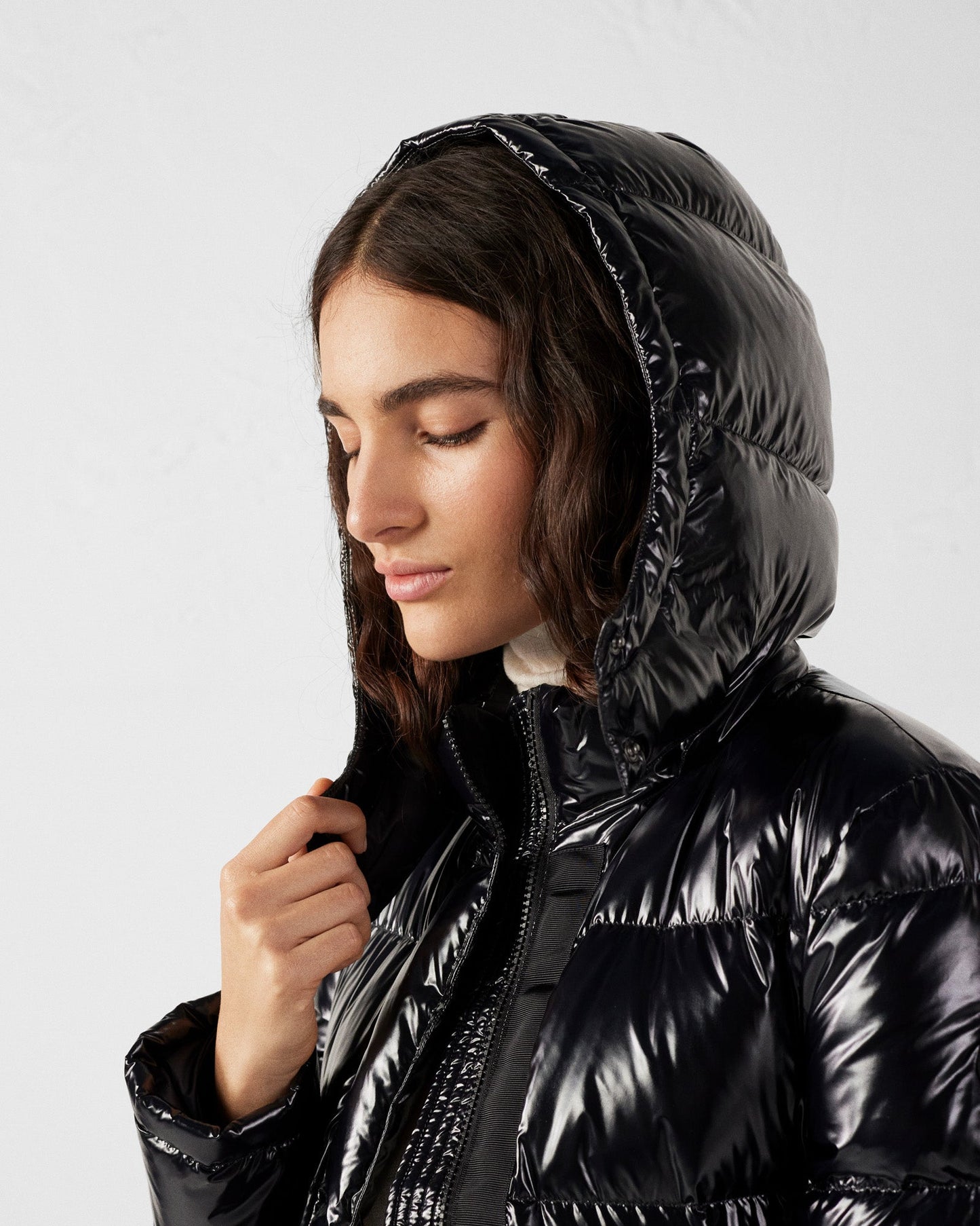 Doudoune longue laquée à capuche Grand Froid Noir Karachi