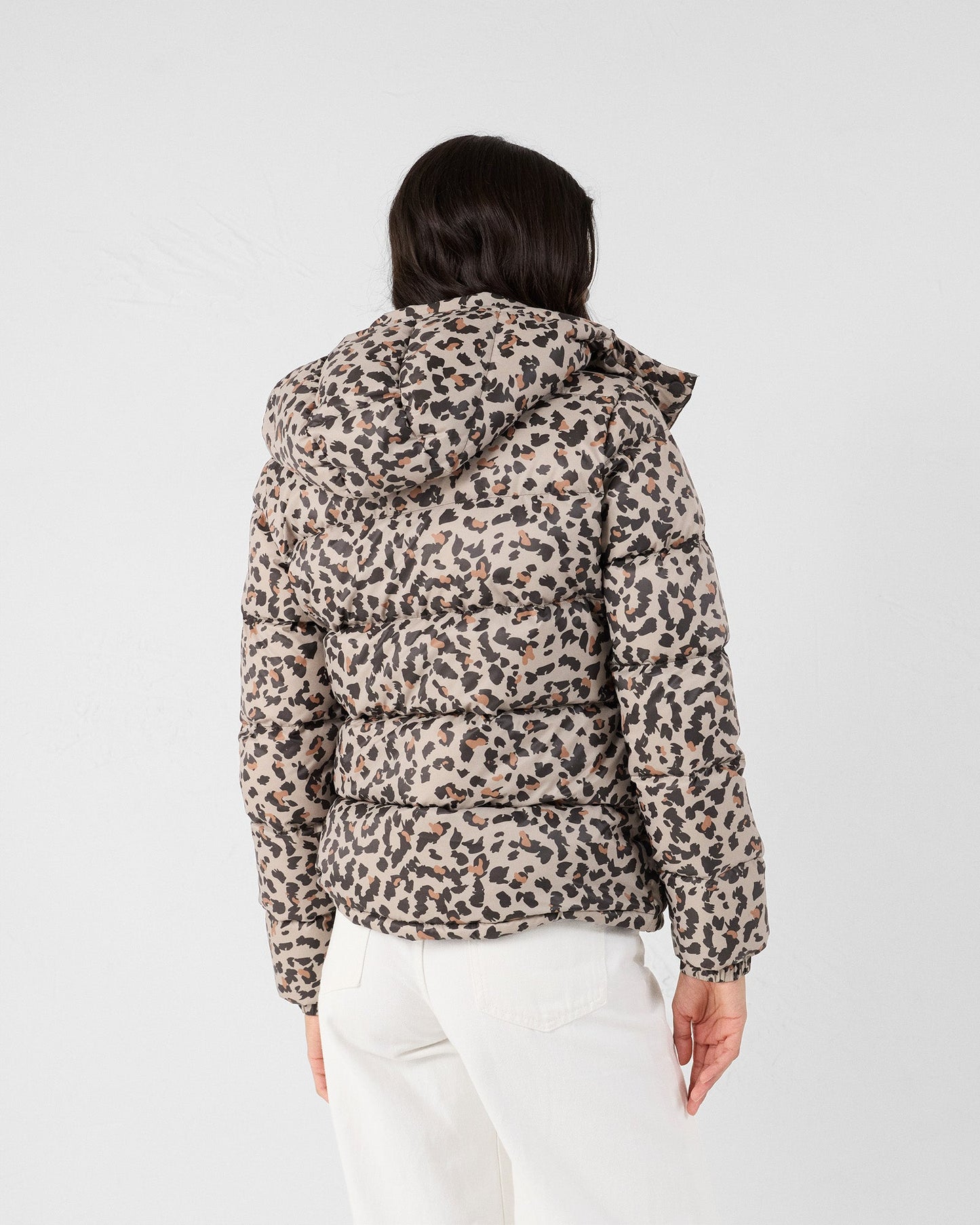 Doudoune Grand Froid esprit puffer Leopard beige Prague print