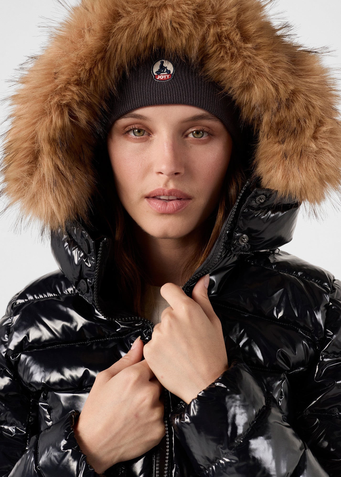 Doudoune mi-longue laquée Grand Froid Noir Perle