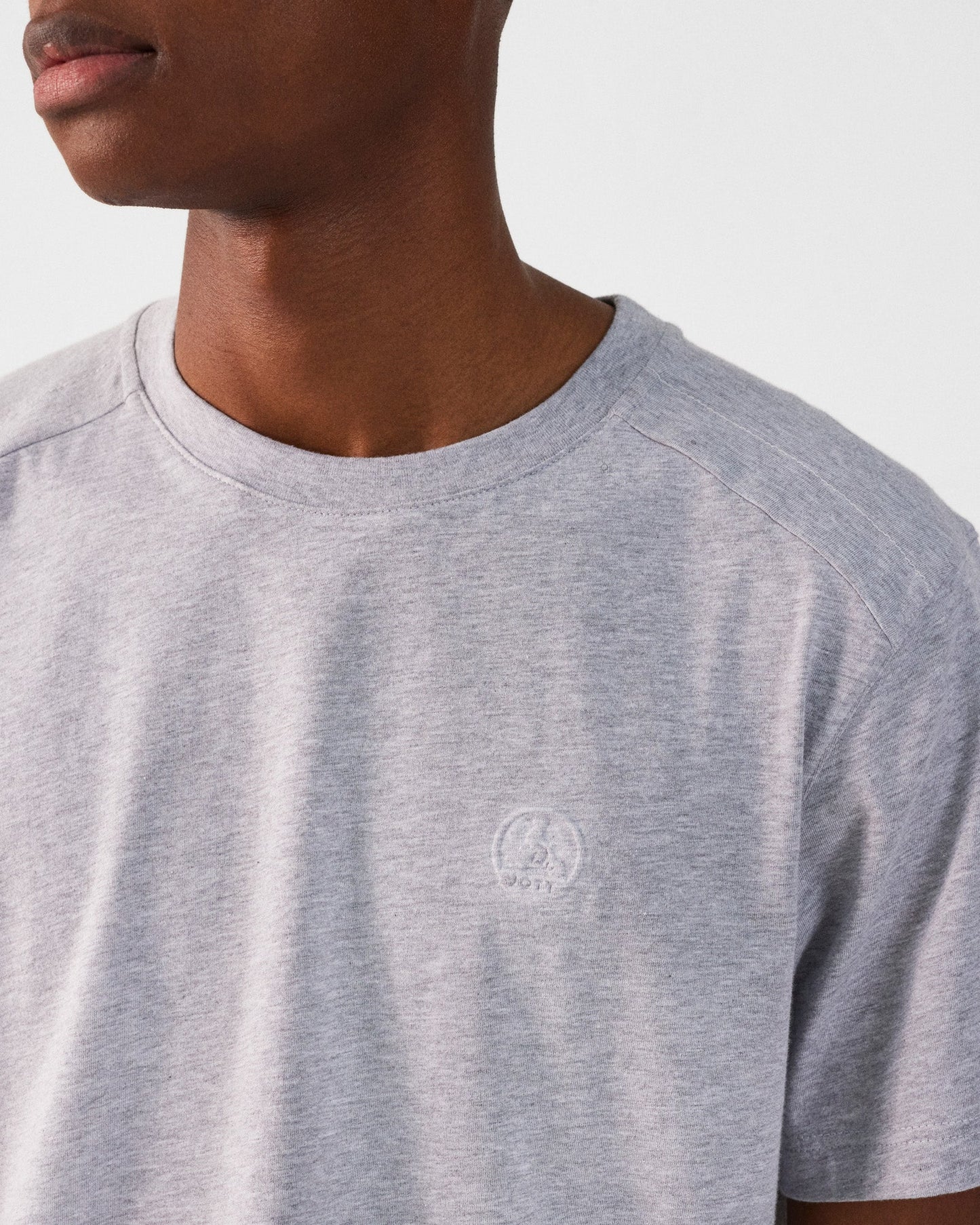 T-shirt col rond homme en coton Gris chiné Pedro