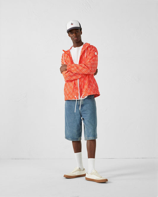 Blouson coupe-vent léger à capuche Mono rouge feu Storm monogram