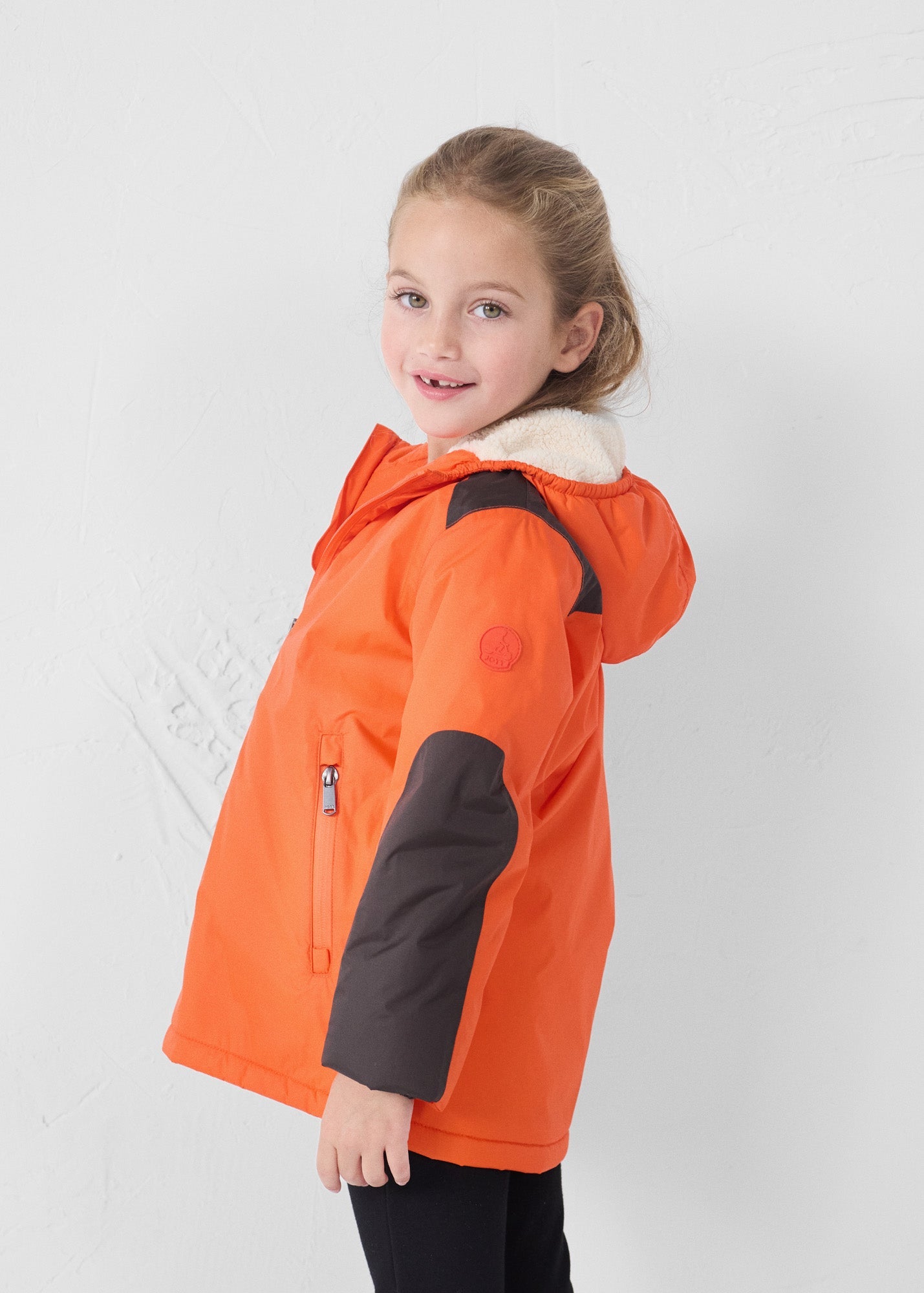 Imperméable enfant à capuche sherpa Rouge feu Lag sherpa