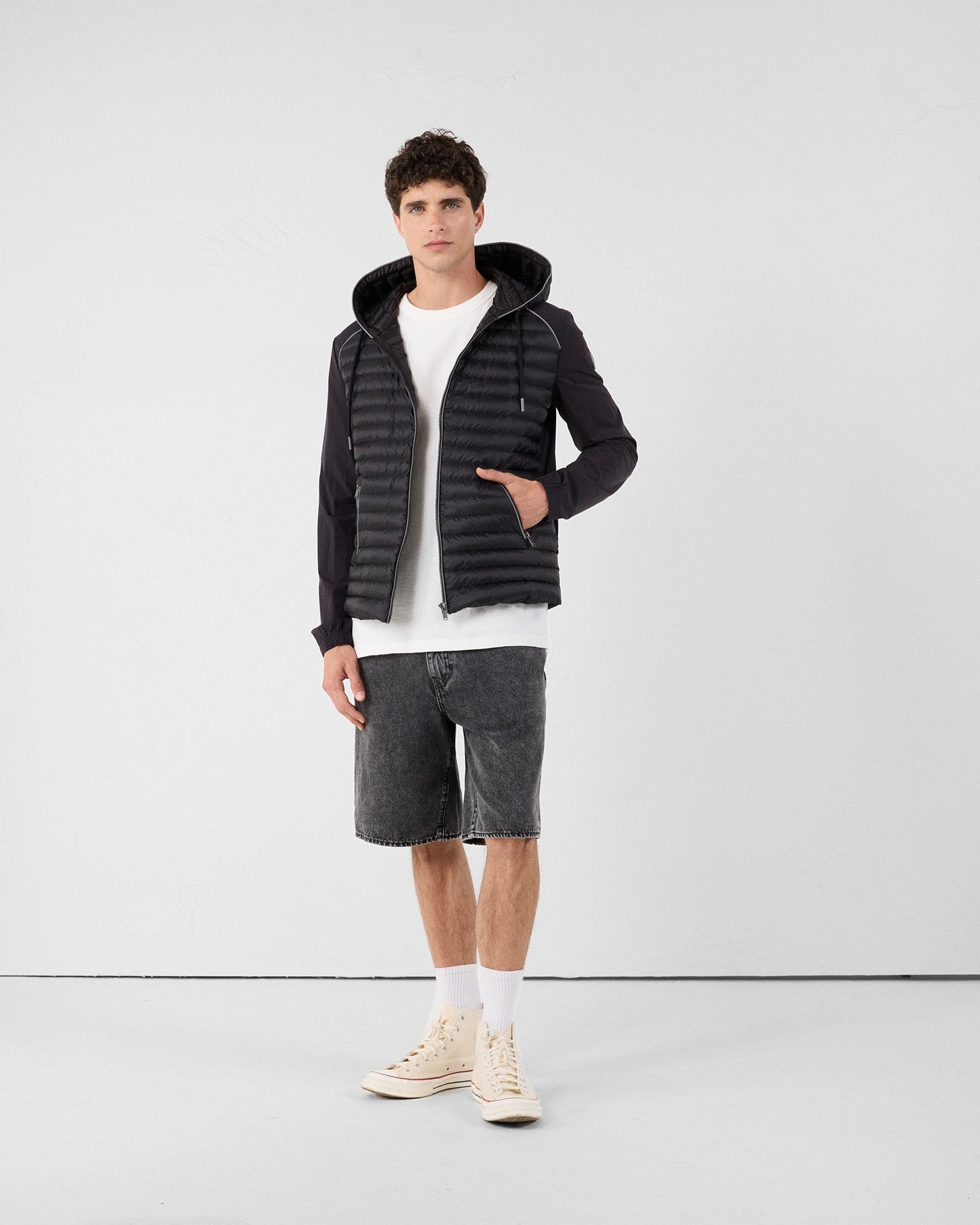 Doudoune bi-matière Noir Stride