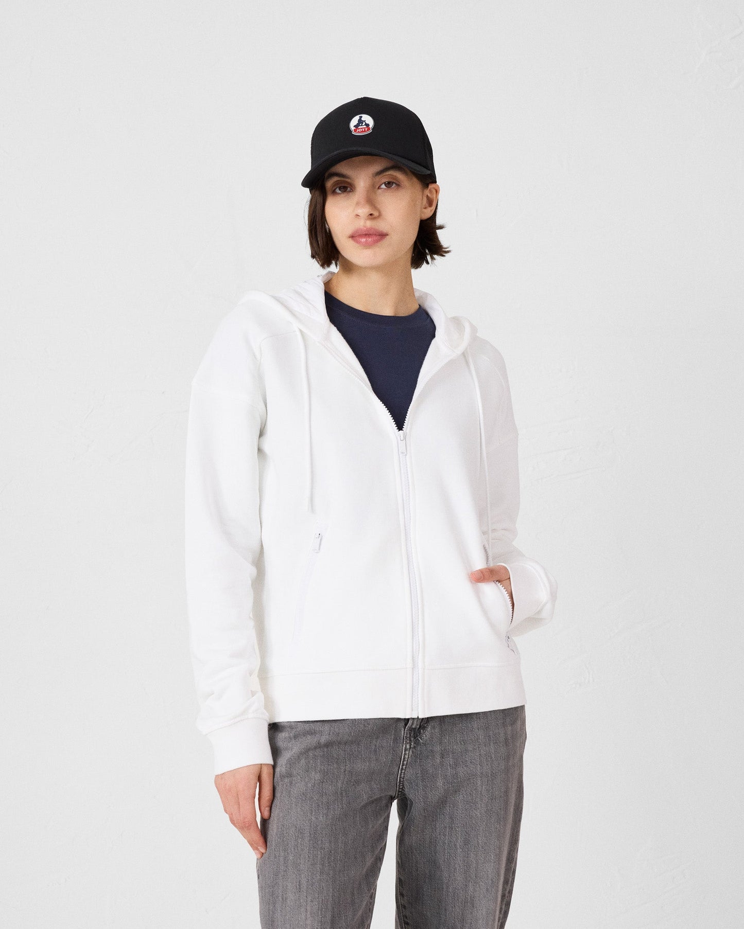 Veste zippée en molleton Blanc Leda