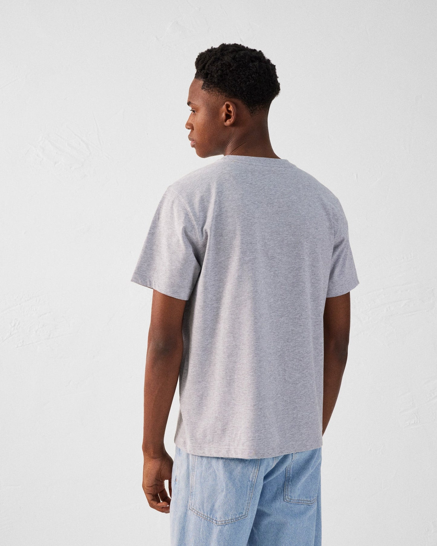 T-shirt col rond homme en coton Gris chiné Pedro