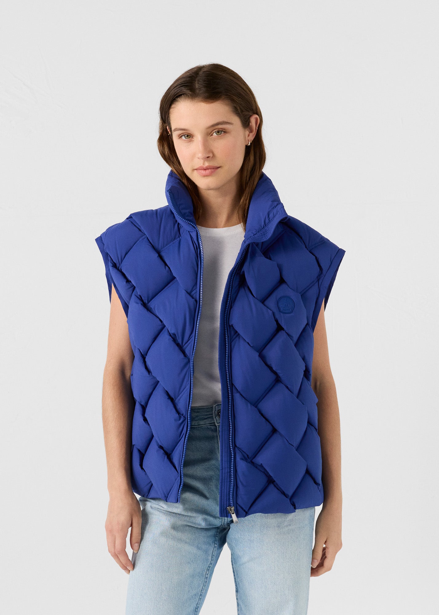 Veste Grand Froid puffer tressée Bleu cobalt Alya