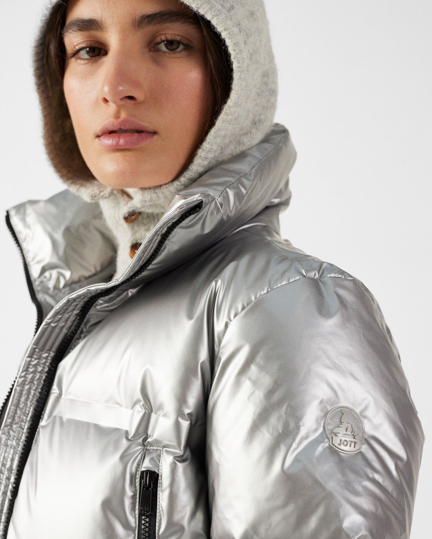 Doudoune métallique esprit 'Puffer' Argent Flake