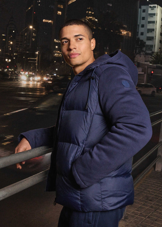 Doudoune puffer bi-matière Marine Thunder