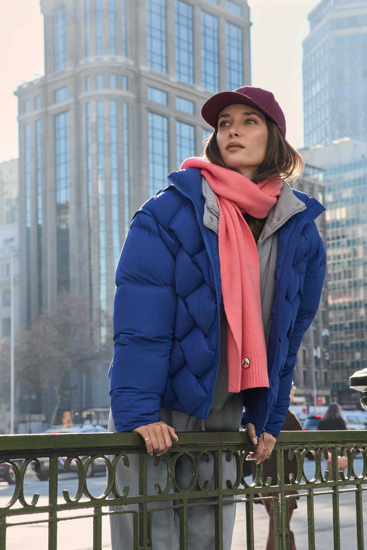 Veste Grand Froid puffer tressée Bleu cobalt Alya