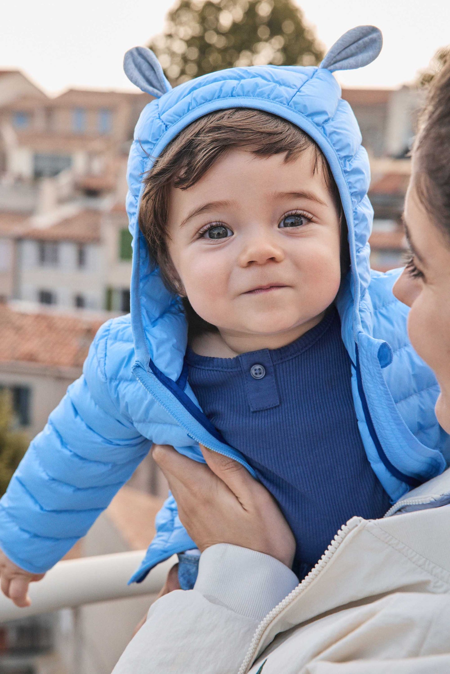 Doudoune bébé à oreilles Bleu cristal Mael