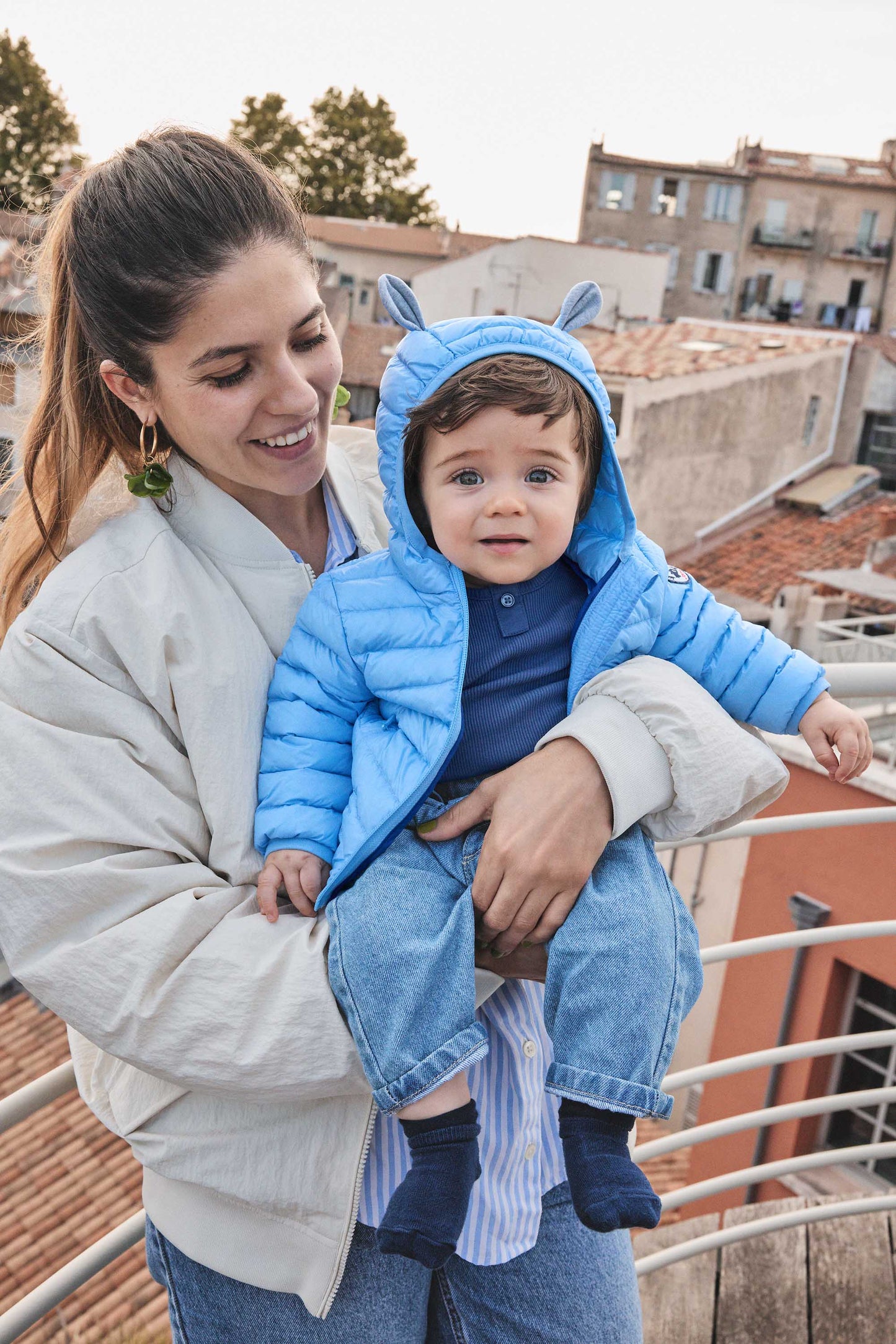 Doudoune bébé à oreilles Bleu cristal Mael