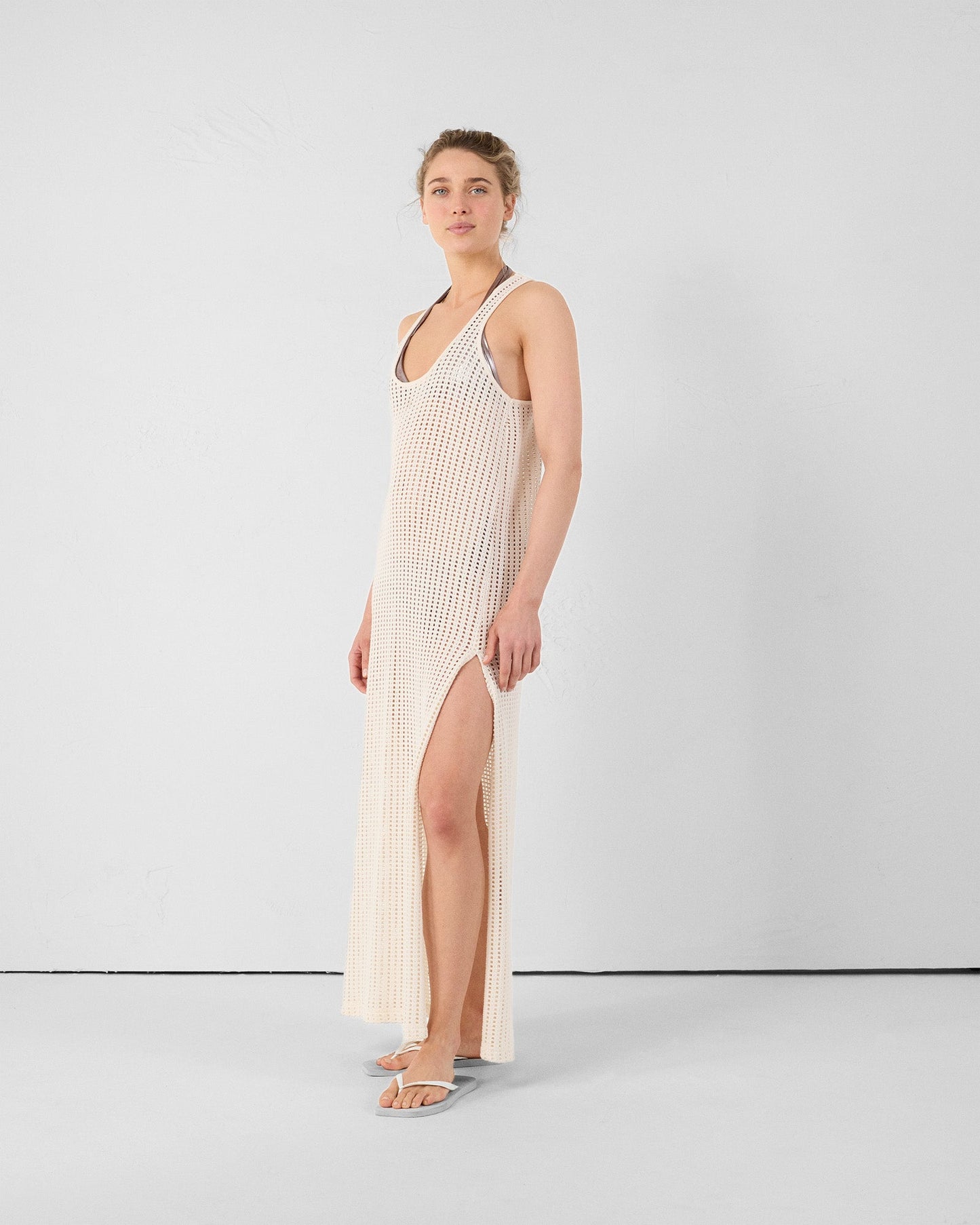 Robe longue en maille de coton Naturel Euginia