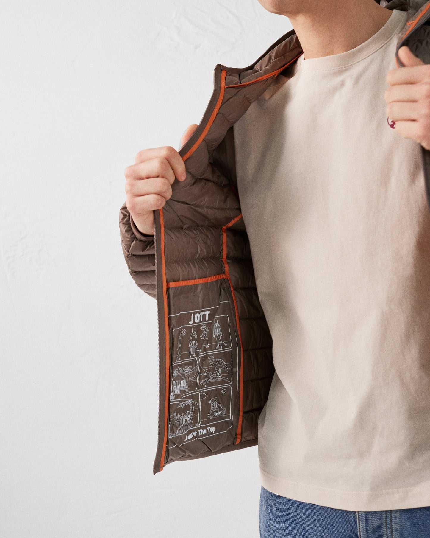 Doudoune légère à capuche Taupe Nico