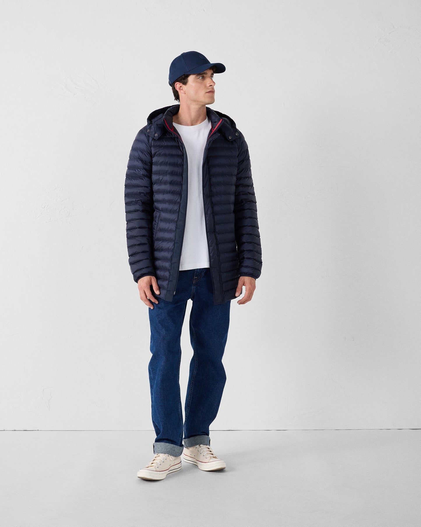 Doudoune mi-longue à capuche Marine Xavier