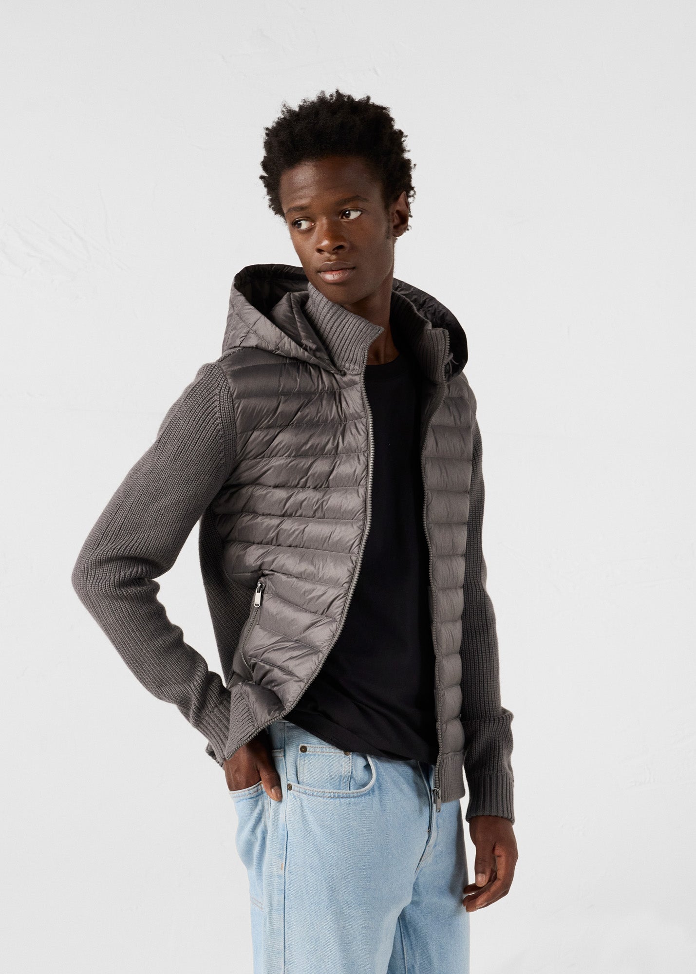 Doudoune bi-matière Anthracite Jumping