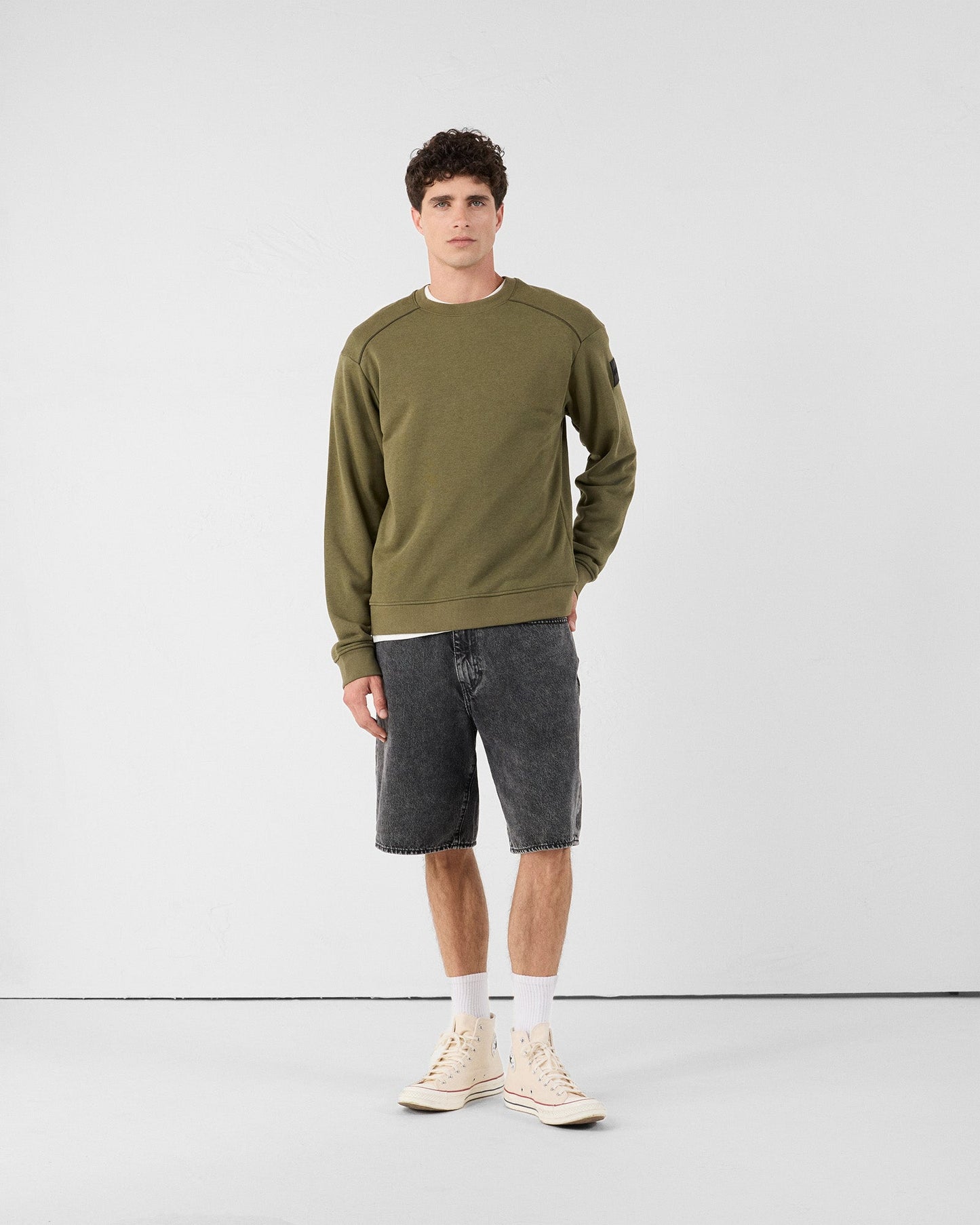 Sweat bimatière col rond Army Alphonse