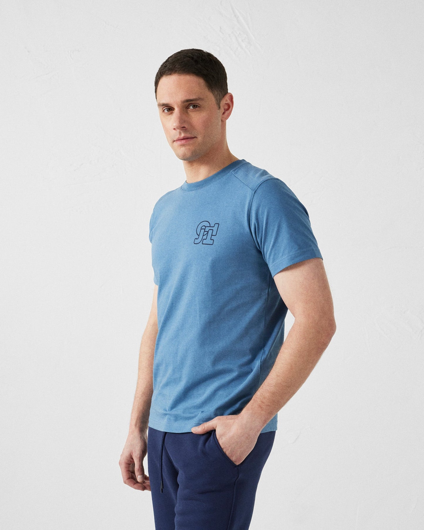 T-shirt col rond homme en coton Bleu jeans Pedro mono