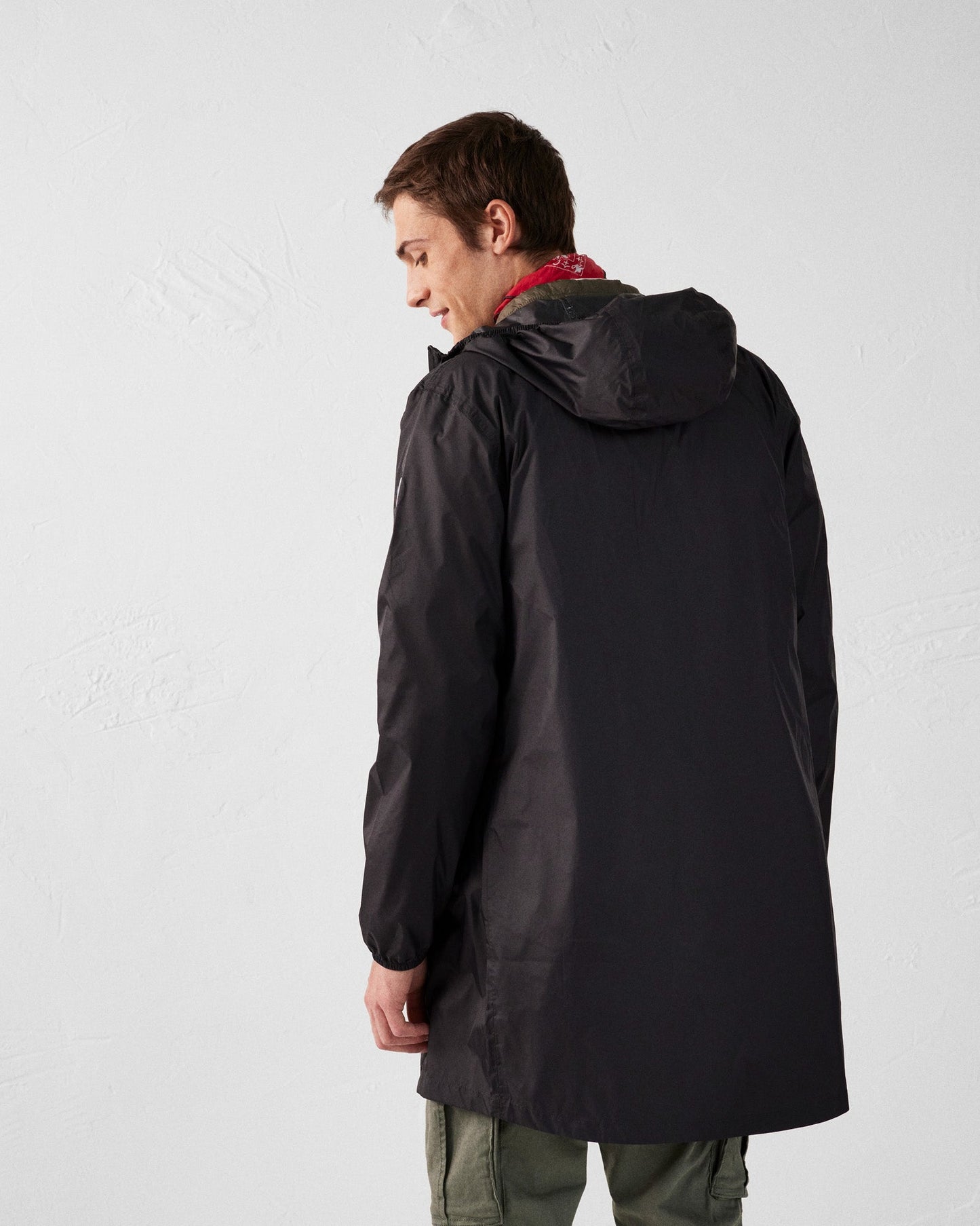 Imperméable long à capuche paquetable Noir Oban